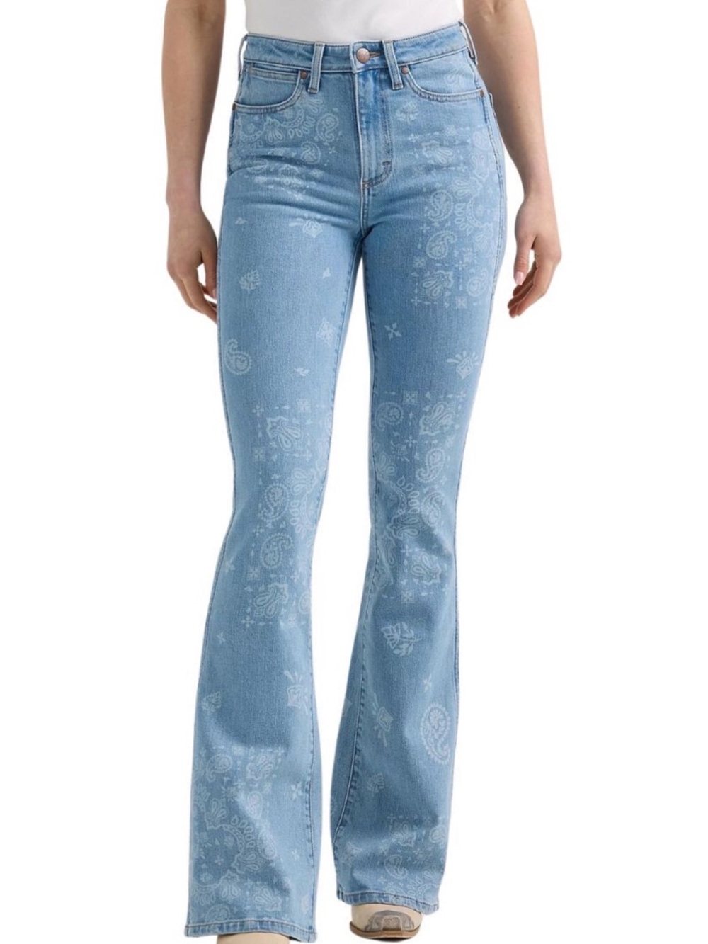 Wrangler Retro Bailey High-Rise Flare Jeans with Paisley Print